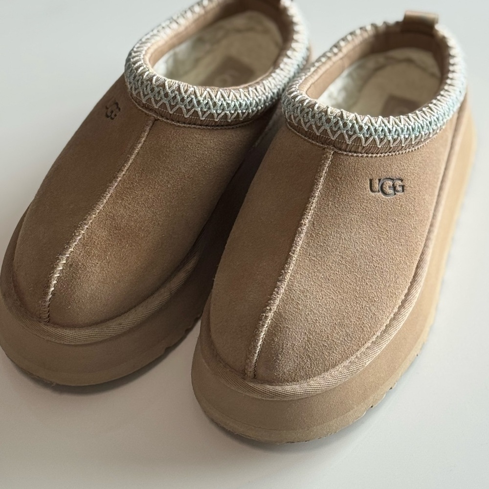 UGG Beige Wool-Lined Slippers